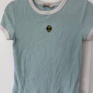 SO Alien Waffle Short Sleeve Knit Shirt Juniors